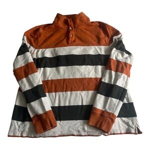 Mens Fat Face UK Multicoloured Striped Rugby Quarter Button Shirt XL